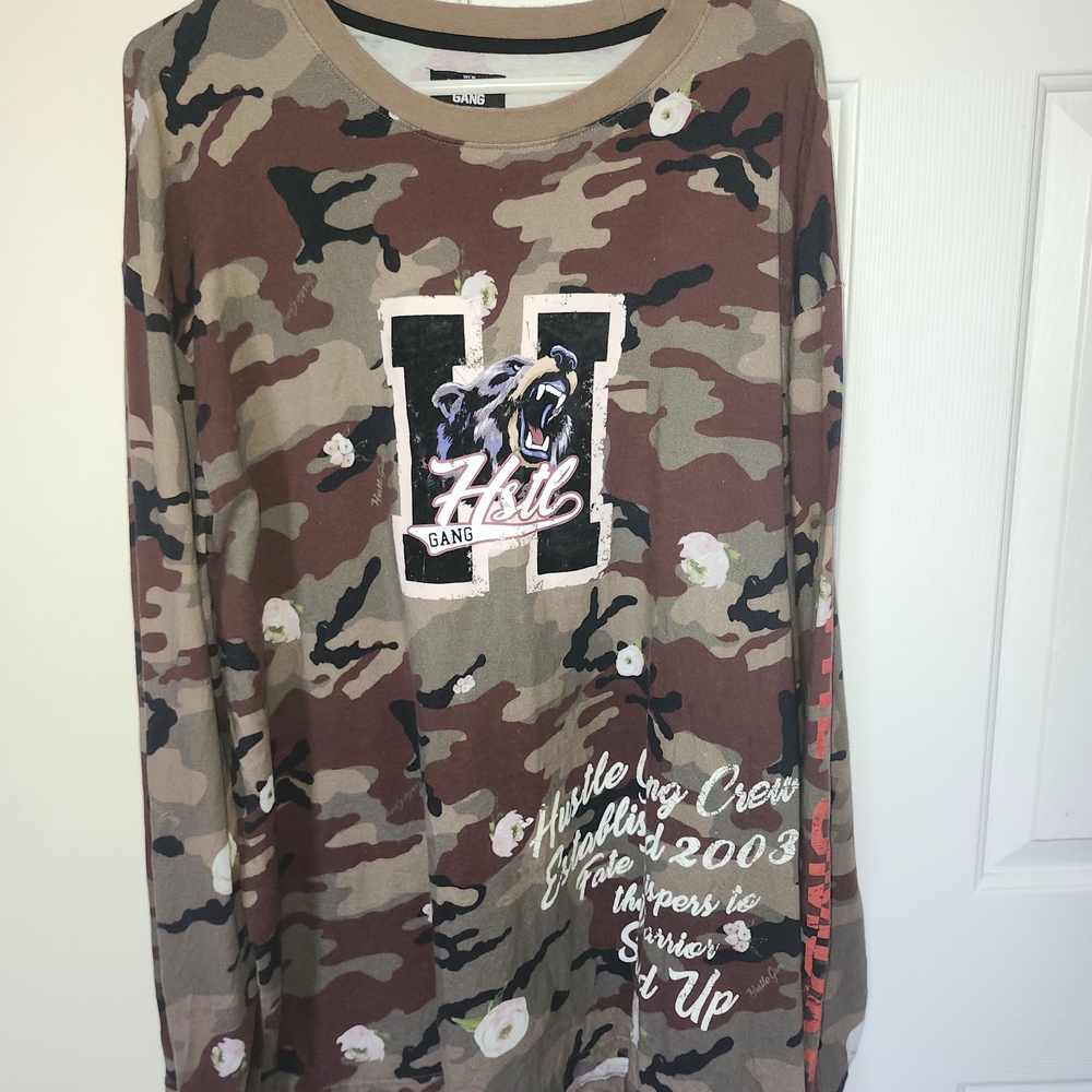 Camouflage Long Sleeve Hustle Gang Shirt